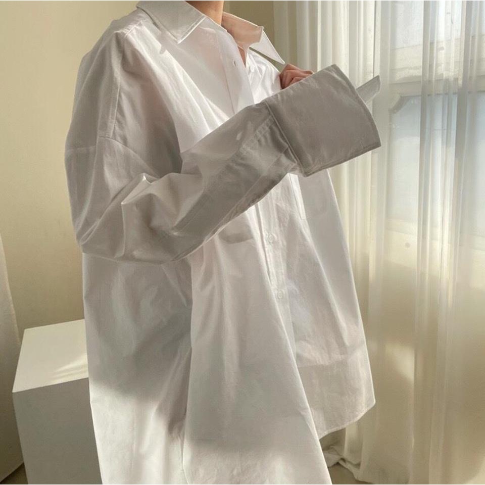 Trang phục áo sơ mi dài tay/ chân váy lưng cao thời trang nữ