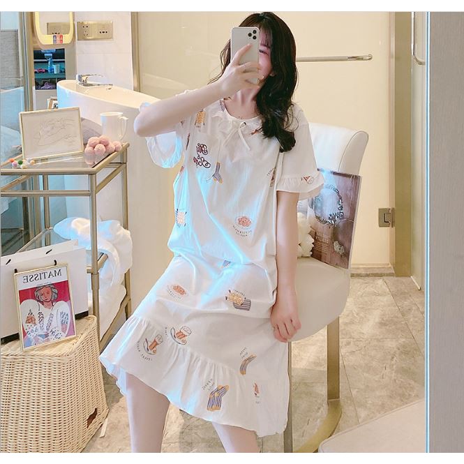 Váy, Đầm Bầu Và Sau Sinh Cho Con Bú Azuno AZ1058 Chất Liệu Cotton Cao Cấp Mặc Hè Cực Mát