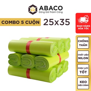 [COMBO 5 CUỘN] Túi Gói Hàng Niêm Phong 25x35cm Túi Niêm Phong Bao Bì Đẹp, Chất Liệu Nilon Mới Bền Đẹp, Dai - ABACO