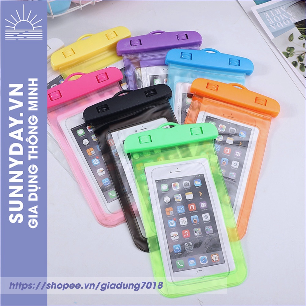 Túi đựng điện thoại chống nước trong suốt cảm ứng đi biển bơi có dây đeo mini Sunnyday.vn
