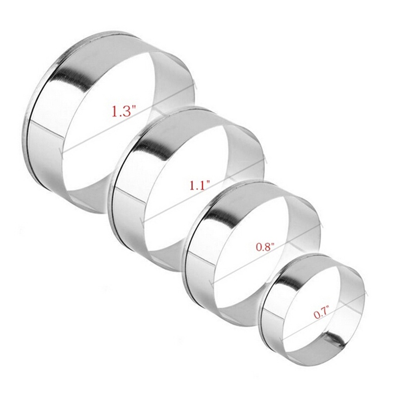 Bộ 4 Khuôn Cắt Bánh Quy Hình Tròn Bằng Thép Không Gỉ