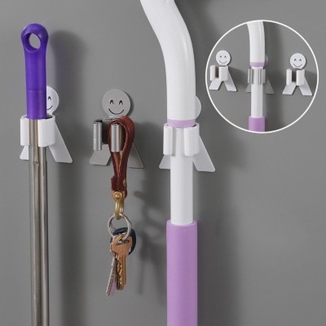 Móc treo cây lau nhà gắn tường bằng nhựa không để lại dấu vết tiện dụng