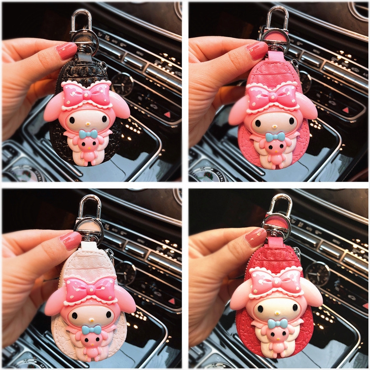 Túi Da Đựng Chìa Khóa Xe Hơi Hình Hello Kitty Ốp