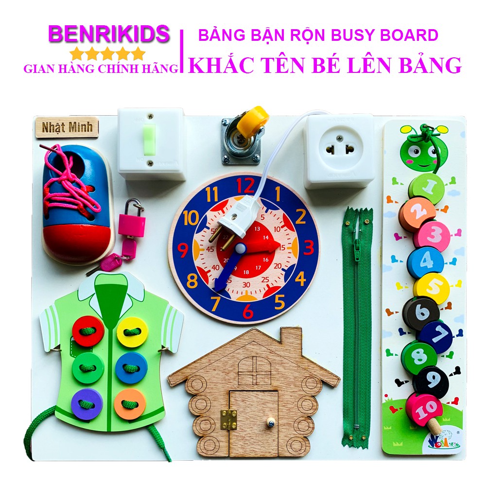 Khắc Tên Bảng Bận Rộn Busy Board Bằng Gỗ Benrikids