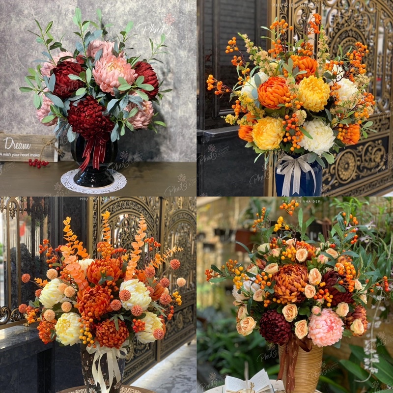 Hoa Giả 🌺 Hoa Cúc Mẫu Đơn Bông To, Hoa Lụa Cúc Đại Đoá 73cm