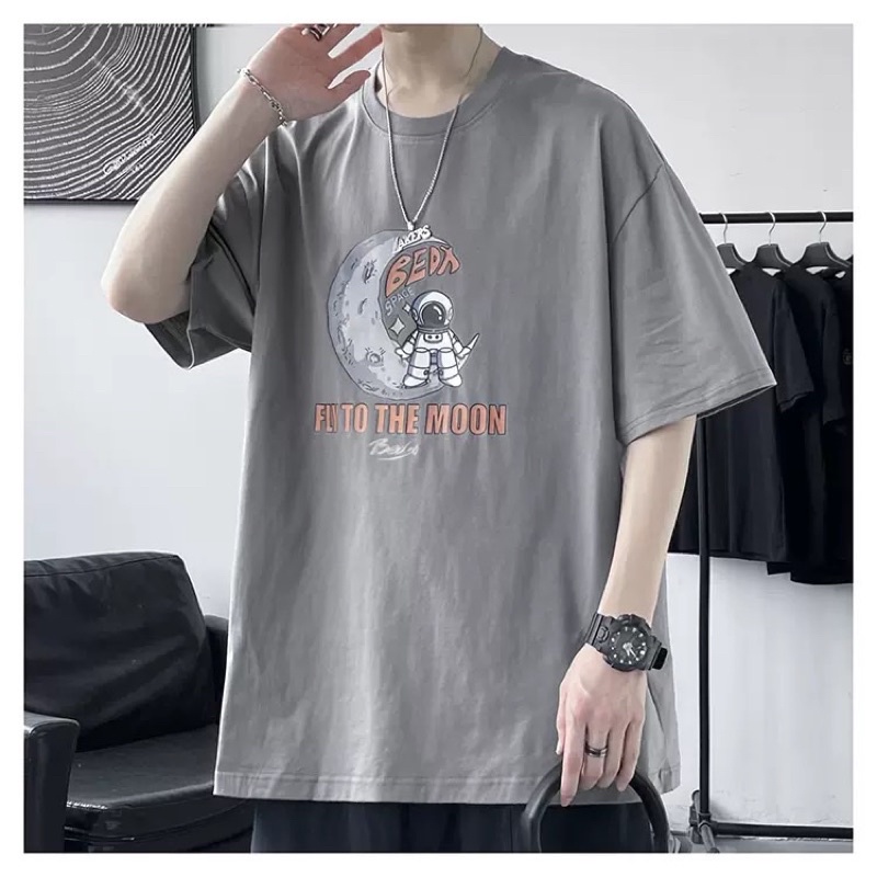 Áo thun phông nam nữ PINK tay lỡ form rộng FLY TO THE MOON Unisex