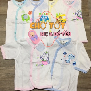 Combo 10 Áo Sơ Sinh Cho Bé Cúc Xéo JOU (5 tay ngắn & 5 tay dài)