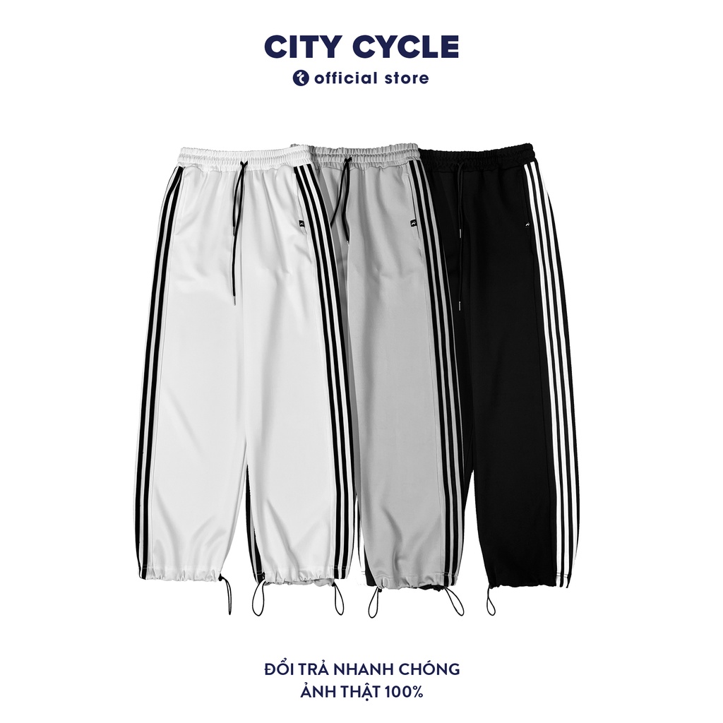 Quần dài ống rộng 3 sọc City Cycle - Quần thể thao 3 sọc Unisex mặc được 2 kiểu,  trắng, đen, 3 size Local Brand