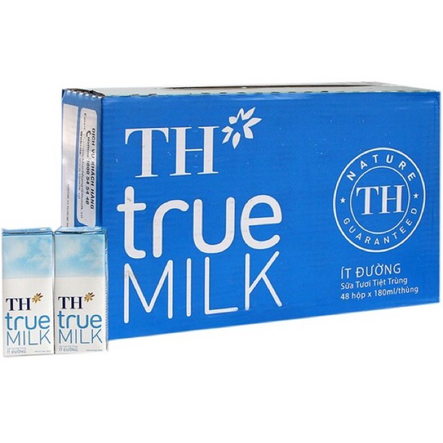 1 thùng Sữa tươi TH True Milk ít đường/có đường/nguyên chất/dâu hộp giấy 180ml