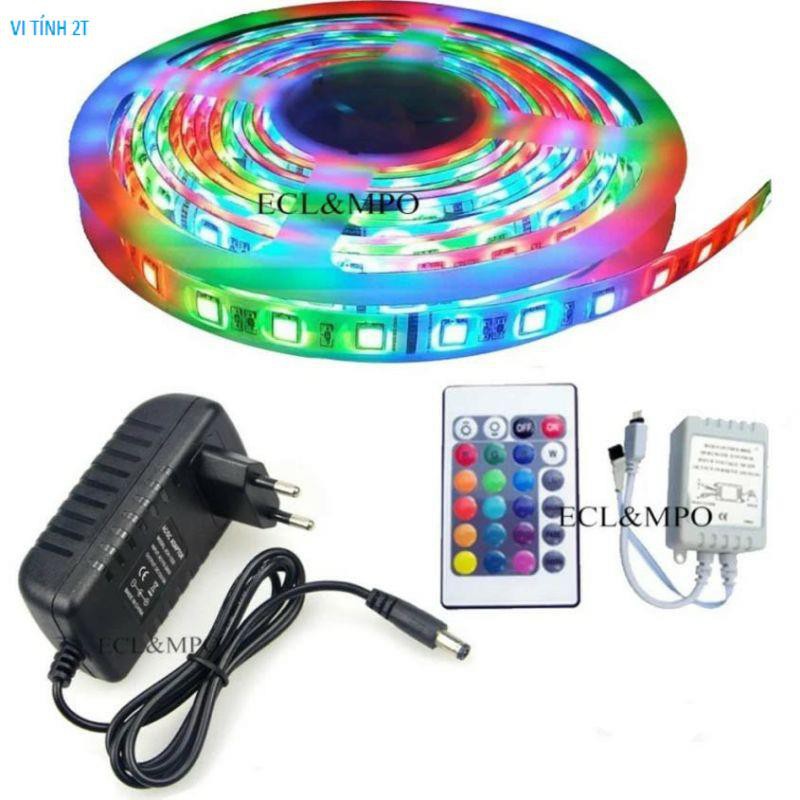 Bộ đèn led Cuộn dây dán 5m đổi nhiều màu (RGB) có remote điều khiển đổi keo chống nước