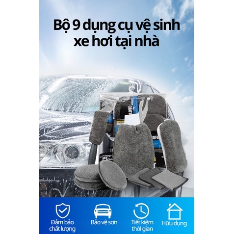 Bộ 9 Dụng Cụ Rửa Xe Ô Tô Tại Nhà Bộ Chổi Cọ Rửa Xe Microfiber Thấm Nước Hút Bụi Mạnh Trangdiemxe 6 By-1109