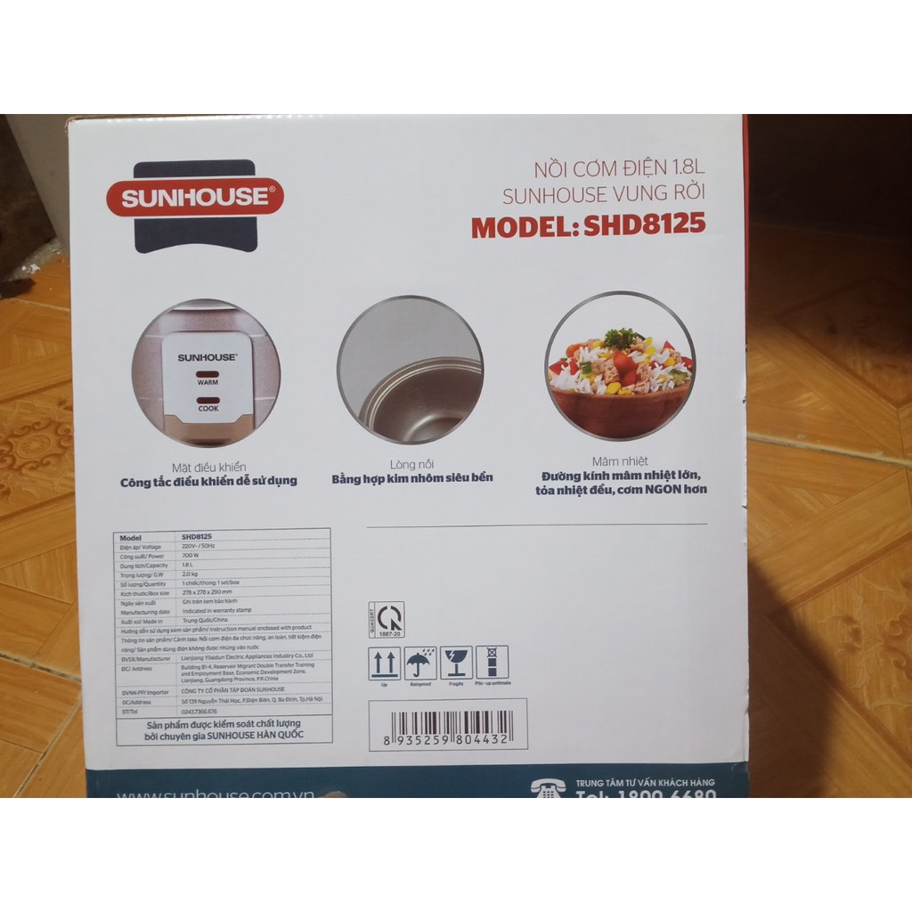 Nồi Cơm Điện Nắp Rời và có hấp xửng Sunhouse SHD8125 (1.8L) | BigBuy360 - bigbuy360.vn