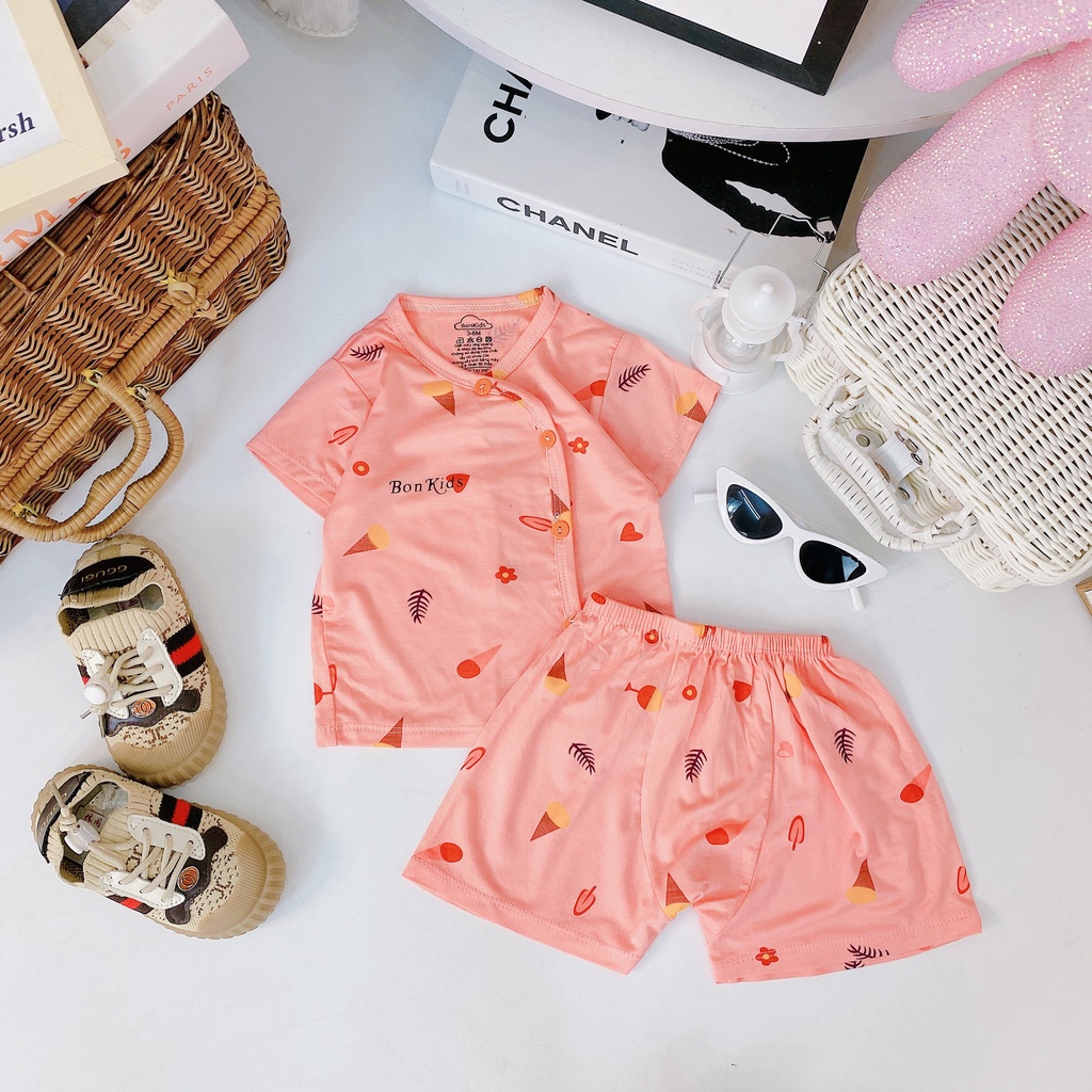 Bộ Cộc Tay Vải Thun Lạnh  Cao Cấp Cho Bé Sơ Sinh Từ 0-10kg, Khuy Lệch, Đáp Đũng Vải Mềm - Đẹp - Thấm Hút Tốt - 𝐁𝐎𝟐𝟕