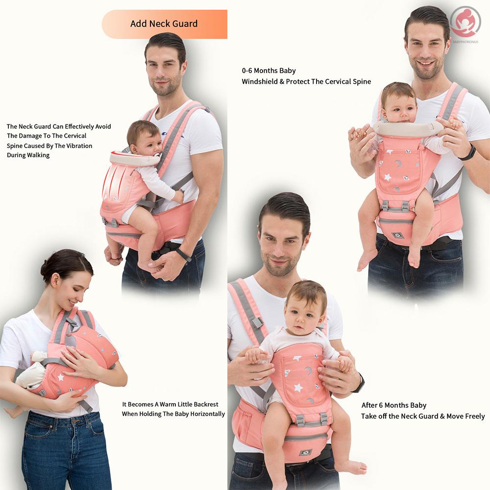 BAG Multifunctional 3-in-1 Baby Carrier with Hip Seat Lumbar Support Waist Stool for 0-36 Months Newborn Infants Toddlers Ergonomic Breathable Detachable Design with Waist Bag