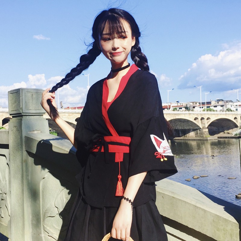 [Order] YAS0398-Áo kimono Nhật Bản thêu mặt cáo