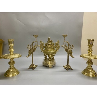 Bộ đỉnh thờ lư thờ đồng tam sự , ngũ sự cao 28cm bằng đồng cao cấp. Bộ đồ thờ đồng.