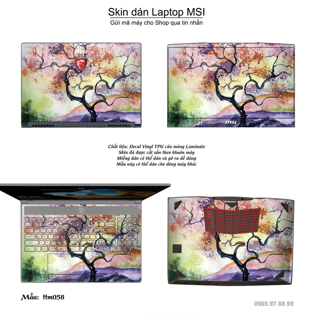 Skin dán Laptop MSI in hình Tranh thủy mặc _nhiều mẫu 3 (inbox mã máy cho Shop)