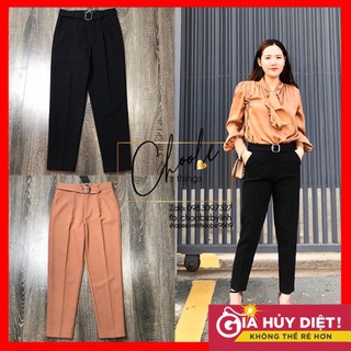 [Rẻ Vô Địch] Quần Baggy, Quần Vải Nữ Đai Ô Vuông, Chất Vải Dày Dặn, Cao Cấp, Form Đẹp, 2 Màu Siêu Sang Chảnh