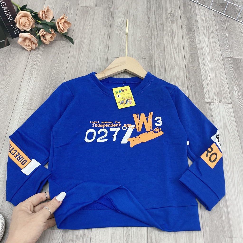 Áo thu đông &quot;027 W3&quot; 14-45kg cho bé trai 4-14 tuổi. Áo nỉ thu đông da cá ấm áp cho bé. B42