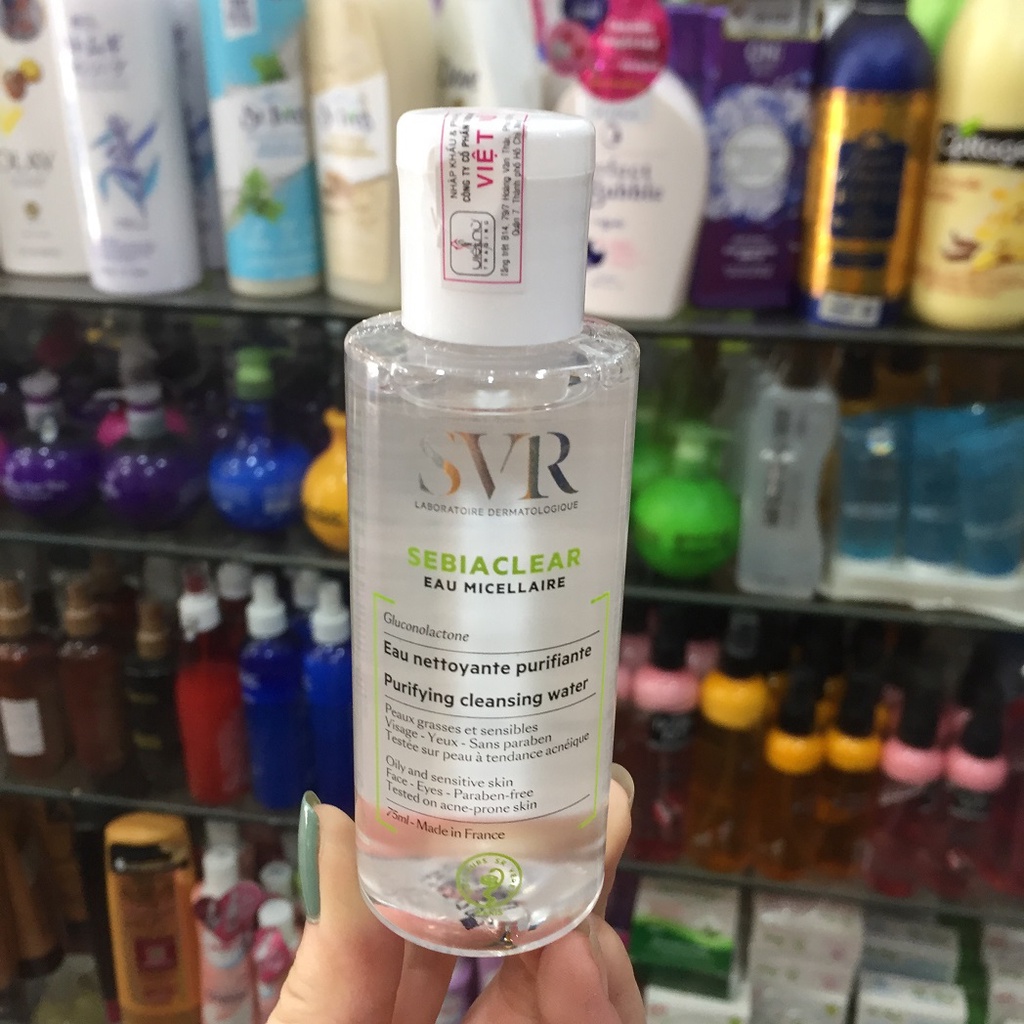 Nước Tẩy Trang Dành Cho Da Dầu, Da Nhạy Cảm SVR 75ml SEBIACLEAR Eau Micellaire ( xanh lá)