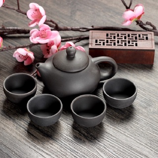 Bộ bình trà 4 tách Nhật Bản (màu đen