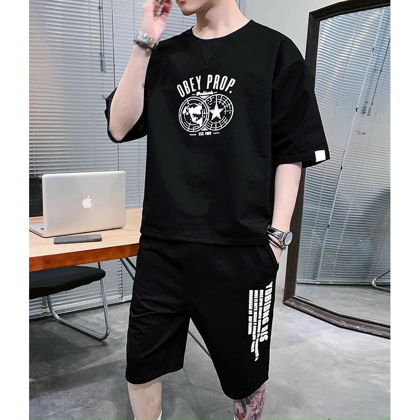 Bộ Thun Nam Mùa Hè, Bộ Quần Áo Nam In Logo Siêu Ngầu Chất Thun Co Giãn 4C - BN288 | BigBuy360 - bigbuy360.vn