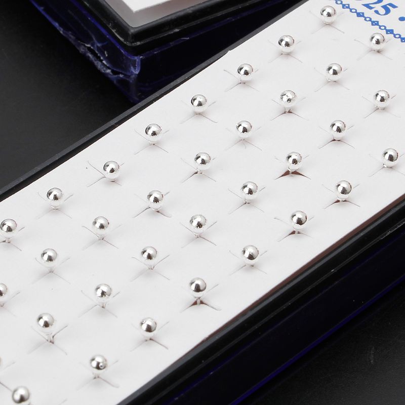 YOI*20 Pairs 925 Silver Plated Tiny Round Ball Stud Earrings Hypoallergenic Jewelry