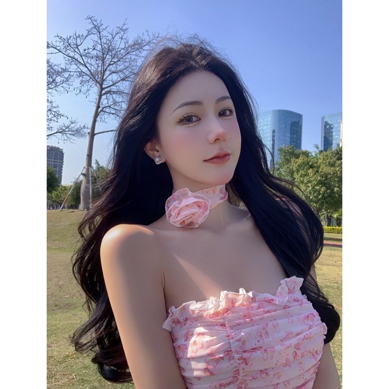 Set Áo Ống Kèm Chân Váy Chữ A In Họa Tiết Hoa Dành Cho Nữ