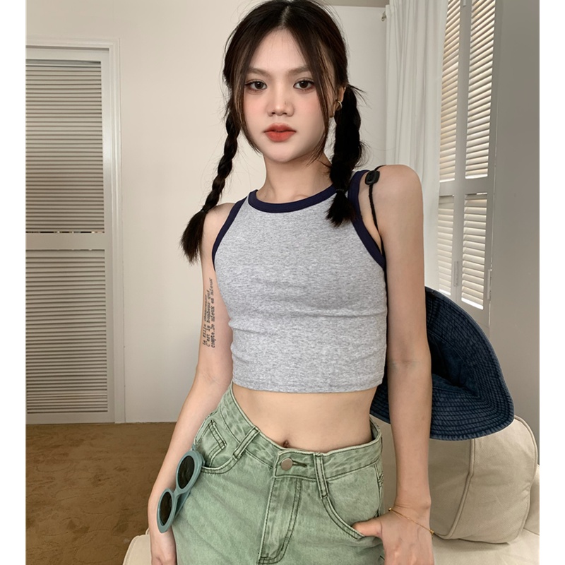 Áo Croptop Sát Nách Nhiều Màu Sắc Phong Cách Retro Thời Trang Cho Nữ