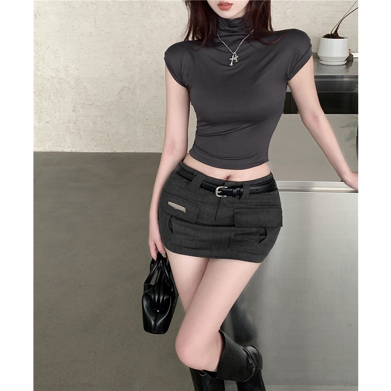 Bộ Áo Ngắn + Chân Váy Ôm Dáng / Chân Váy Xẻ Tà Thời Trang Hàn Quốc Cho Nữ (Đặt Hàng Riêng Biệt)