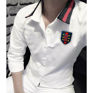 [SALE SỐC 1 NGÀY] Áo Sơ Mi Nam Viền Cổ GC Thêu Logo Con Rắn Cao Cấp