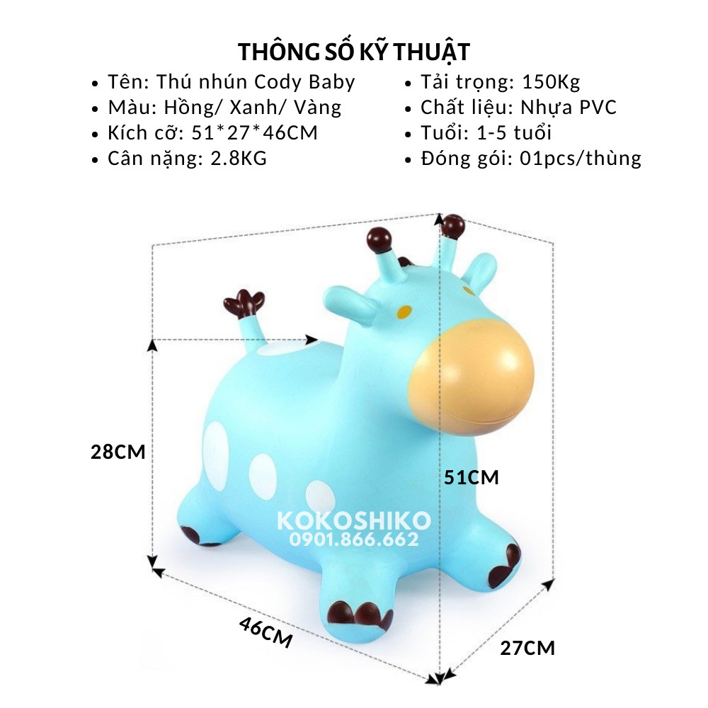 Thú Nhún cho bé Cody Baby [Hàng dày, xuất EU- Cam kết Hàng chính Hãng]