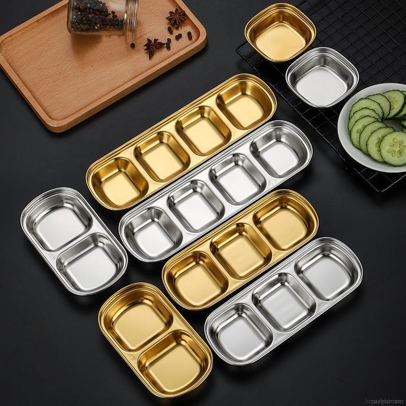 Khay đựng nước chấm nhiều ngăn bằng thép không gỉ phong cách Hàn Quốc