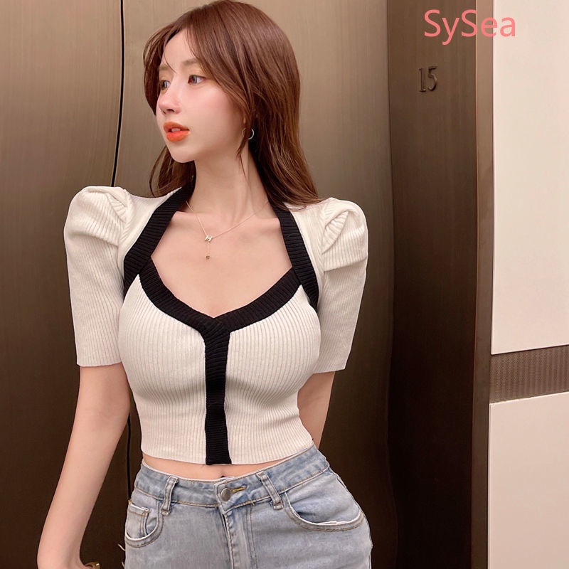 Áo Dệt Kim Cổ Chữ V Quyến Rũ Thời Trang Mùa Hè Cho Nữ