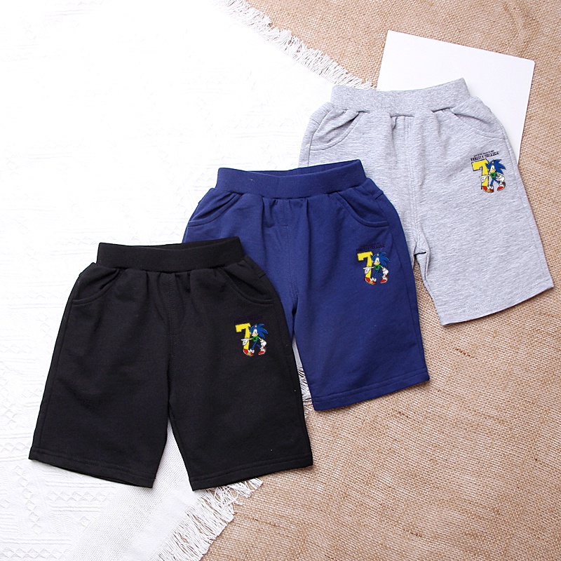 Quần short 100% cotton in hoạt hình Sonic 3 màu cho bé