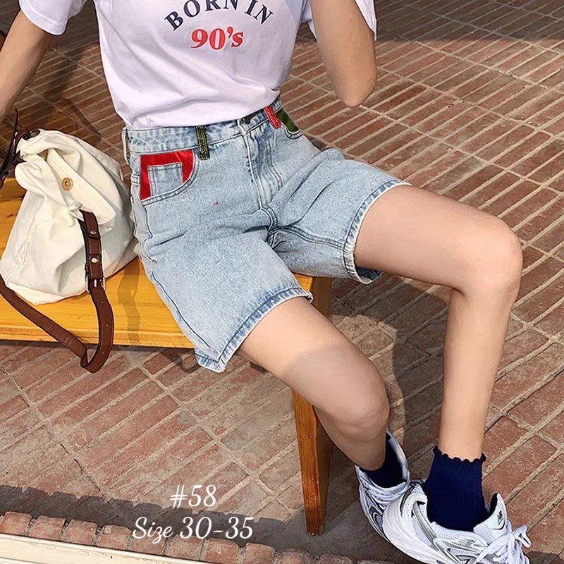 [ TCshopjean Bigsize 50-80kg ] Quần Short Ngố Túi Vải Màu Lưng Cao Ống rộng Ms 58 57