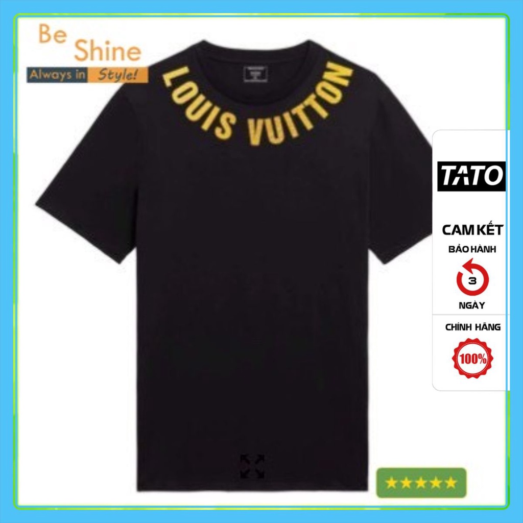 Áo Thun Unisex Form Rộng LV T Louis. Vuitton DCV In Nhũ Vàng Độc Đáo - Áo Phông Tay Lỡ Cotton Cổ Tròn - Beshine Clothing