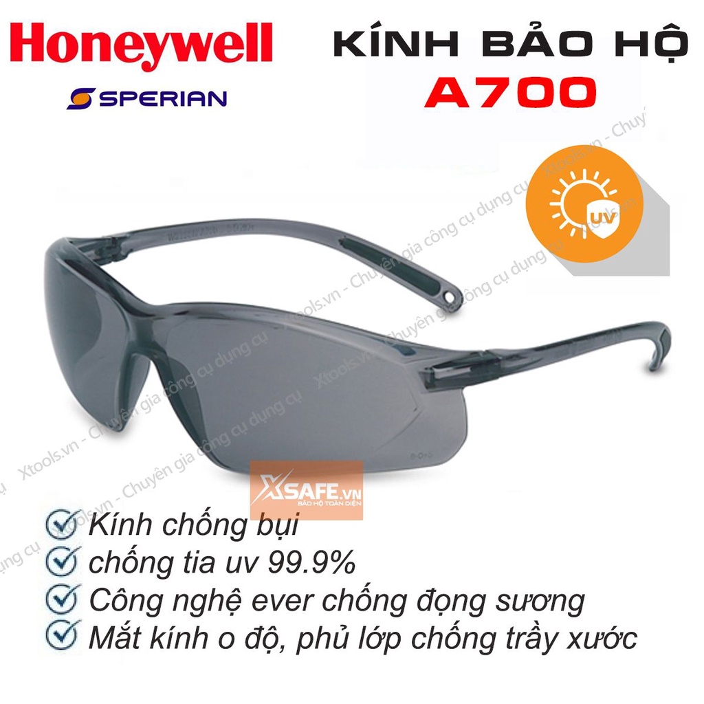 Kính bảo hộ Honeywell A700 Mắt kính chống bụi, chống tia UV, chống trầy xước, đọng sương