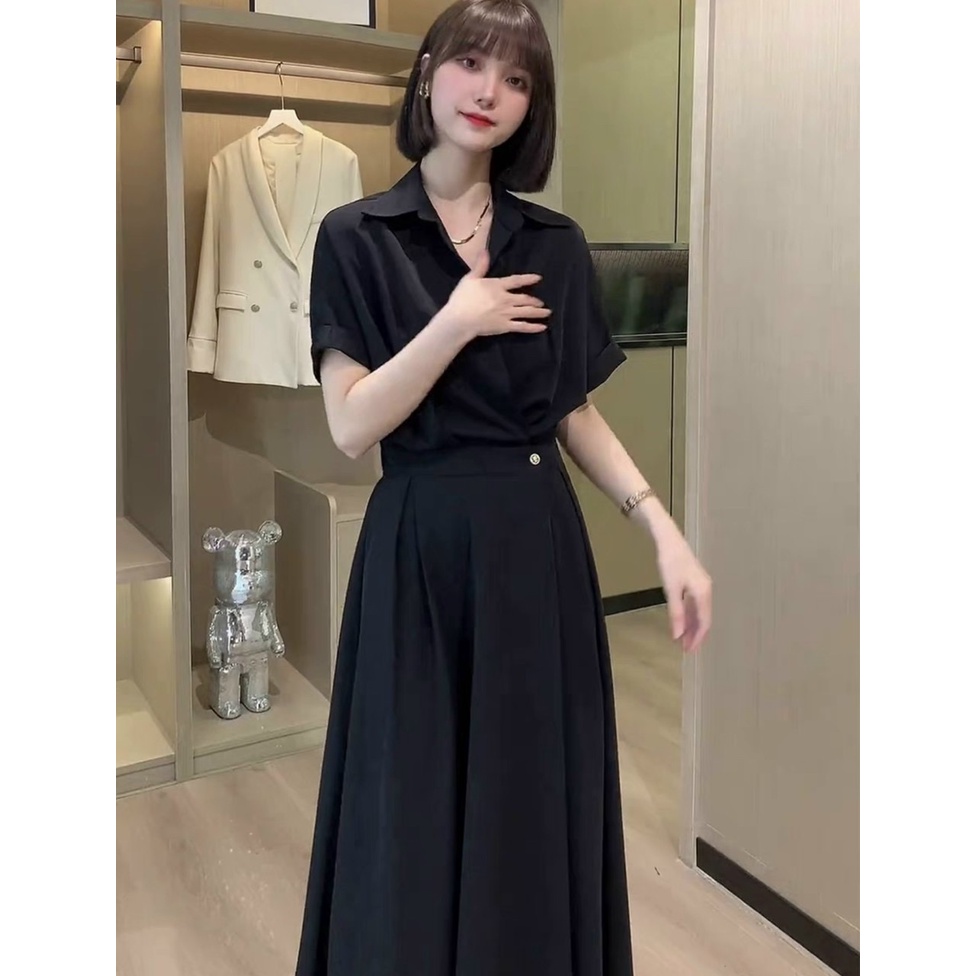 Đầm váy freesize sơ mi nút eo tay ngắn 8 màu