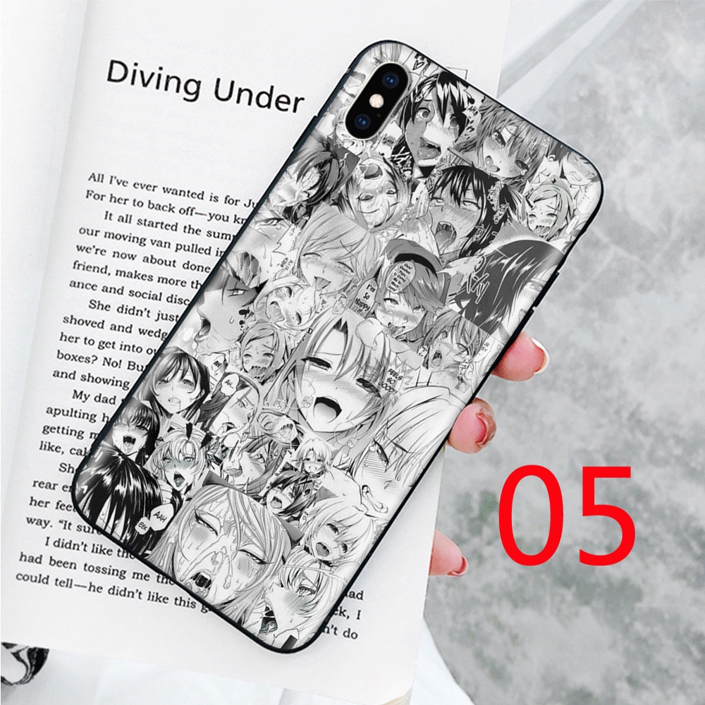 Ốp điện thoại silicon in hình anime ahegao thích hợp cho iphone 5 5s 6 6s plus 7 8 se x xr xs max