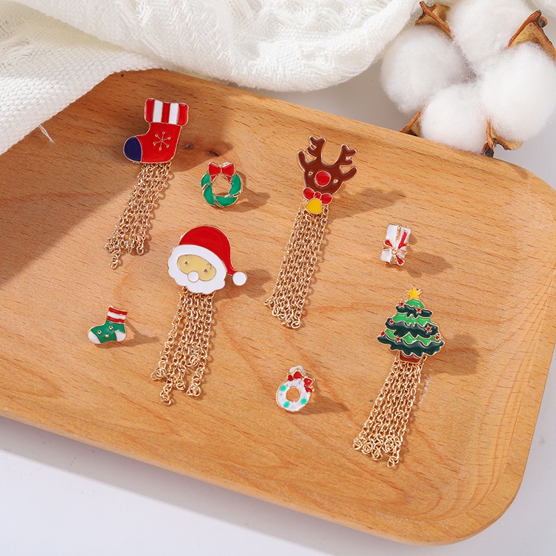 Ghim cài áo trang trí hình Santa Claus phối tua rua cá tính cho nữ