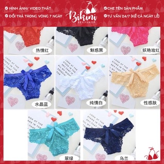 Quần lọt khe ren gắn nơ sau siêu sexy freesize màu đen/ đỏ/ trắng/ hồng 004