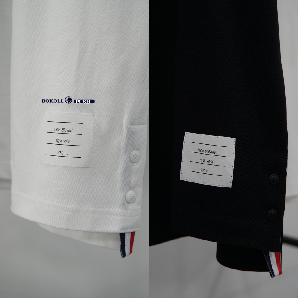 Áo polo unisex THOM BROWNE- 4BARS phong cách BASIC nam nữ form rộng vải cotton 100 % Bestquality 1:1