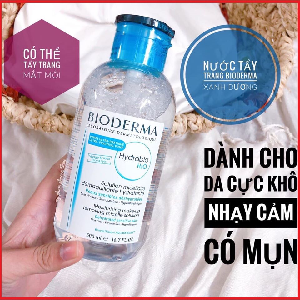 Nước tẩy trang bioderma 500ml, Tẩy trang bioderma cho da dầu và da nhậy cảm