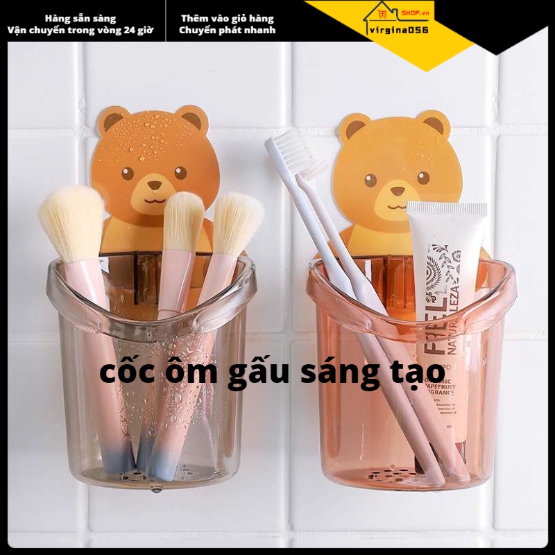 Hàng Hot Gấu lưu trữ bàn chải đánh răng cốc treo tường Virgina056 Hàng giao ngay