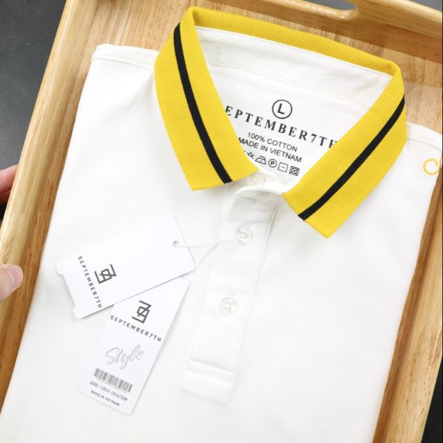 Áo Polo Cotton 100% viền cổ vàng- SEPTEMBER7TH | BigBuy360 - bigbuy360.vn