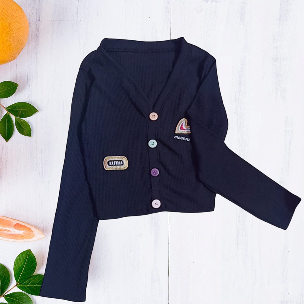 Áo croptop kiểu khoát nữ, Áo kiểu nữ cúc đính len gân tăm phong cách hàn quốc - HÀNG MỚI VỀ