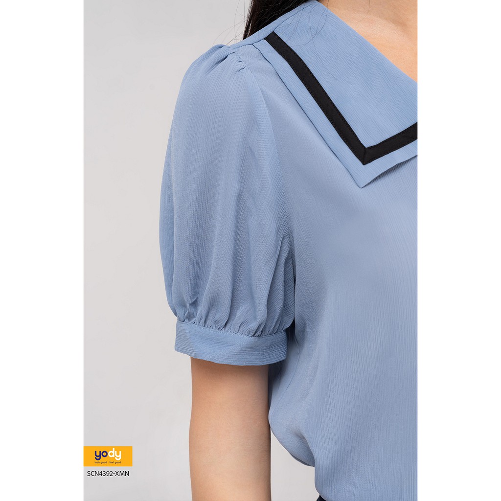 Áo sơ mi Nữ YODY cổ nơ lé phối nhẹ nhàng nữ tính thắt dây nơ cổ SCN4392 | BigBuy360 - bigbuy360.vn