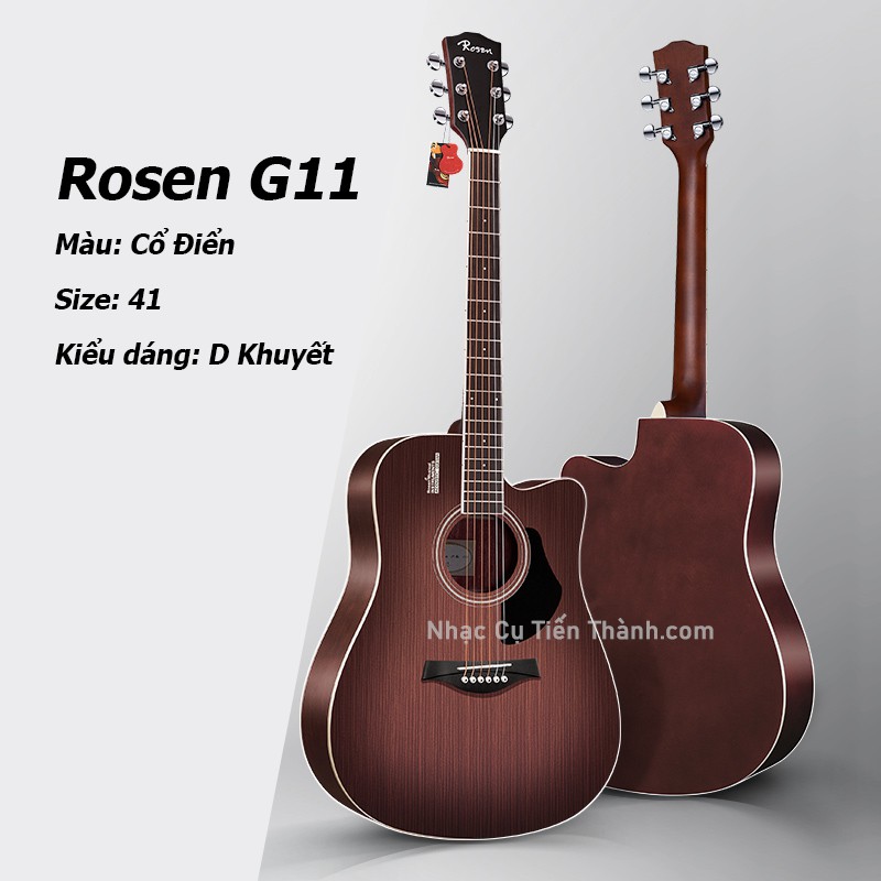 Đàn Guitar Acoustic Rosen Nâu G11(gỗ Thịt) CHÍNH HÃNG BH 24 tháng.