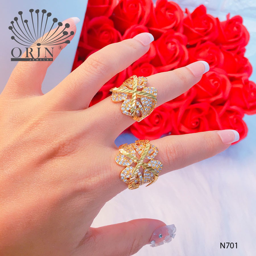 Nhẫn nữ cao cấp, nhẫn bản hoa lớn thiết kế cao cấp Orin N701